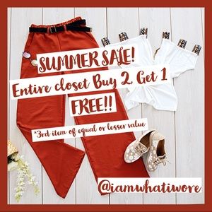 SUMMER SALE! ENTIRE CLOSET BUY 2, GET 1 FREE!!!